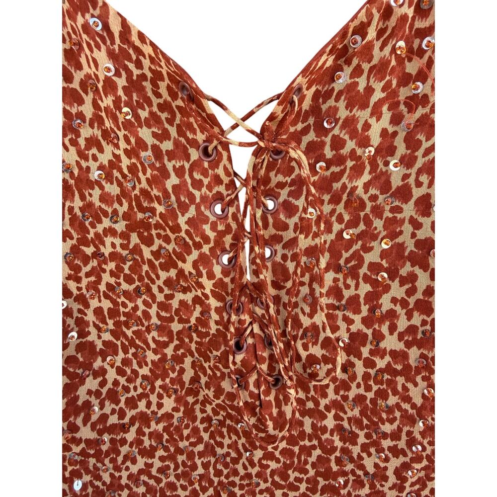 Vintage ICE Product Sequined Leopard Print Long Sleeve Blouse M - Picture 4 of 11
